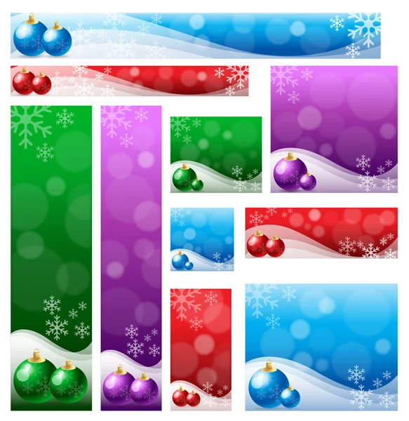 Kerst banner in verschillende kleur & grootte instellen. — Stockvector