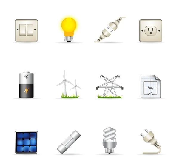 Electricity icons in colors. — Stock Vector
