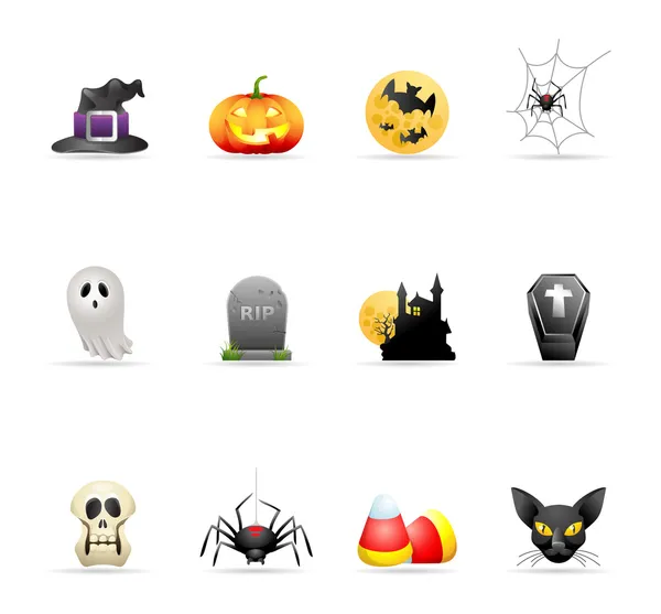 Halloween pictogram serie in kleuren. — Stockvector