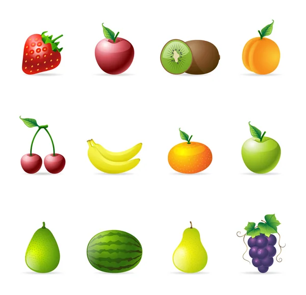 Symbole für frisches Obst in Farben. — Stockvektor