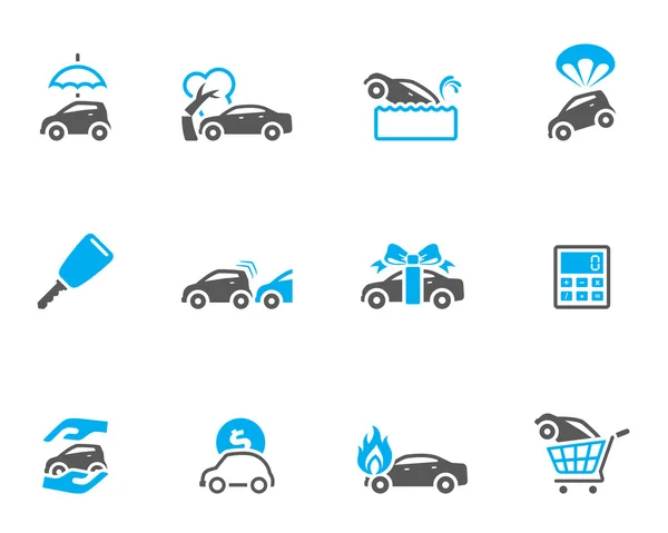 Car insurance icons in duo tone colors. — Stock Vector