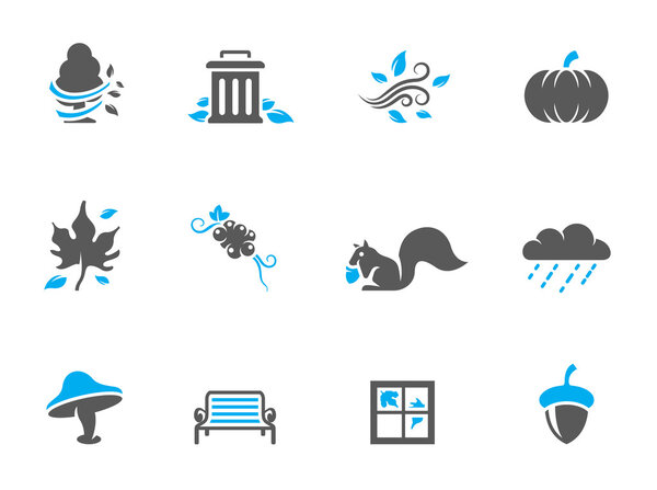 Autumn icons in duo tone colors.