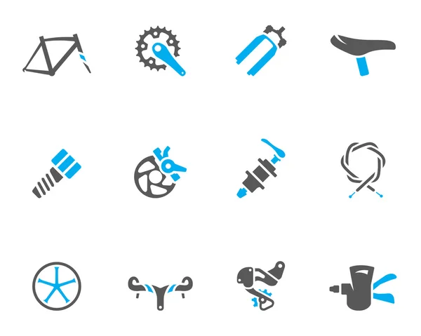 Parte de la bicicleta iconos serie en colores de tono dúo . — Vector de stock