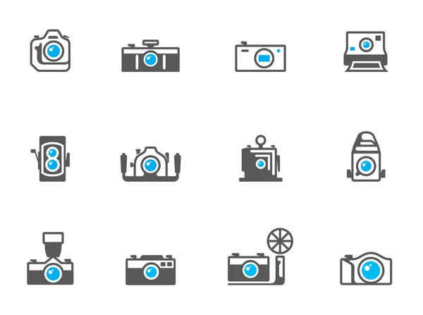 Icônes de caméra en couleurs duo ton . — Image vectorielle