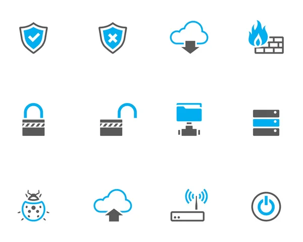 Computer network pictogram serie in duo Toon kleurstijl. — Stockvector