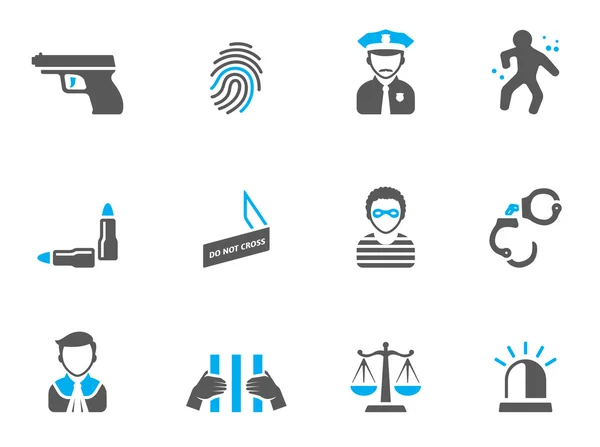 Iconos del crimen en tonos dúo . — Vector de stock