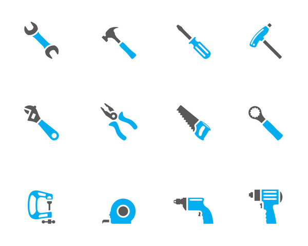 Hand tools icon series in duotone color style.