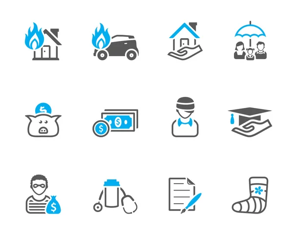 Insurance icons in duo tone. — Stock Vector