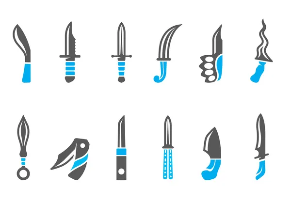 Ícones de faca em cores tom duo — Vetor de Stock