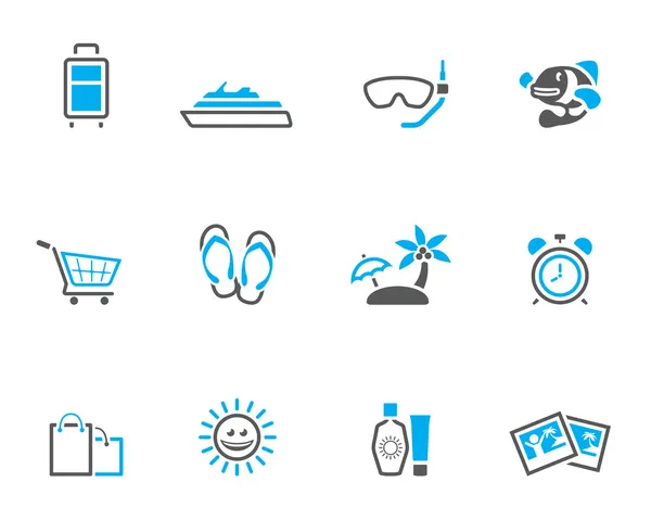 Travel icon set in duo tone color style. — Stock Vector
