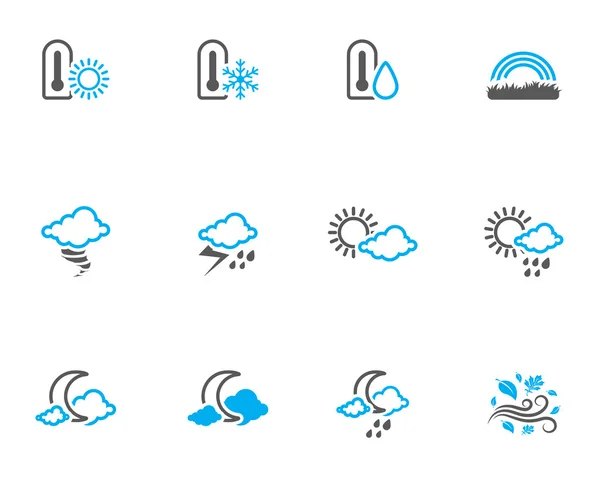 Altre serie di icone meteo in stile bicolore . — Vettoriale Stock