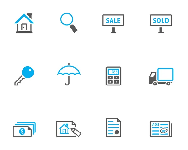 Onroerend goed pictogram serie in duo Toon kleurstijl. — Stockvector