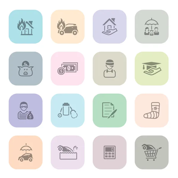 Insurance icon series in light colors — Stock Vector