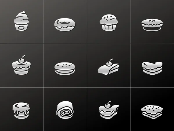 Cakes icons in metallic style — Stock Vector