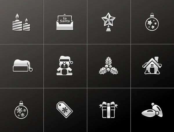 Christmas icon series in metallic style — Stock Vector