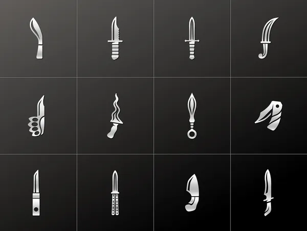 Піктограми ножів у металевому стилі — стоковий вектор