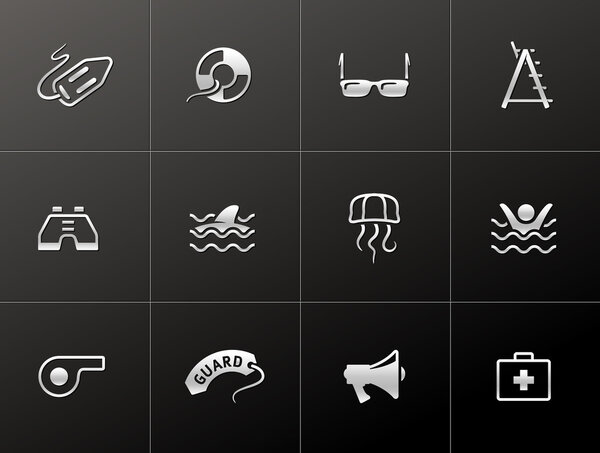 Lifeguard icons in metallic style.