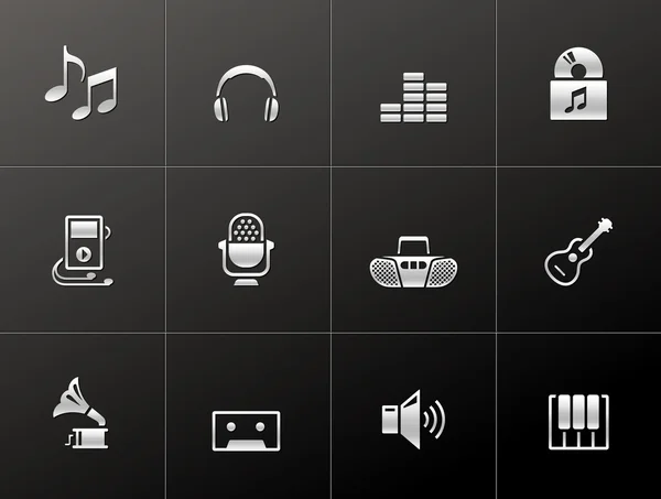 Iconos de música en blanco y negro . — Vector de stock