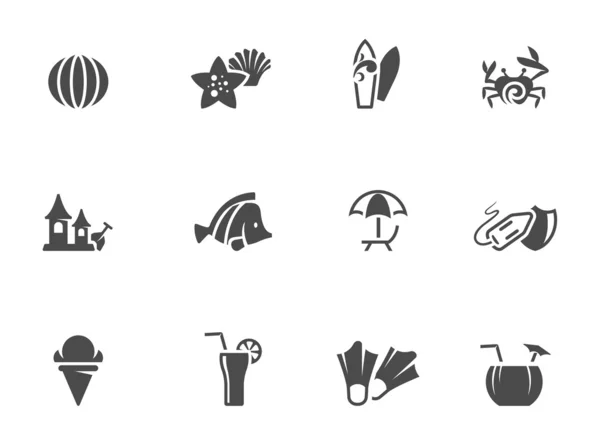 Iconos de playa en un solo color — Vector de stock