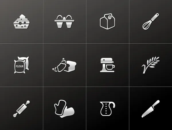 Baking icons in metallic style Vector Graphics