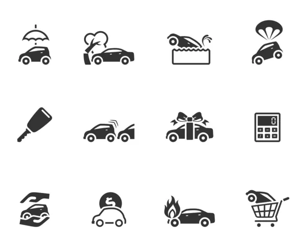 Auto verzekering pictogrammen in één kleur Rechtenvrije Stockillustraties