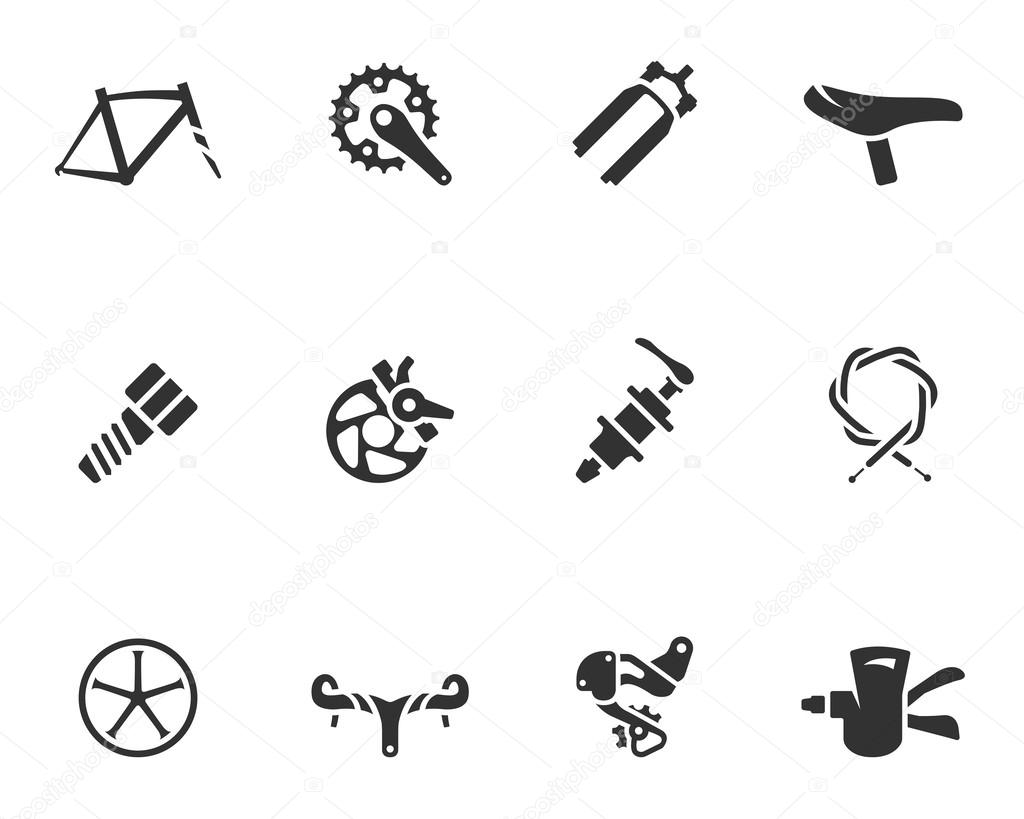 Bicycle part icons series in single color