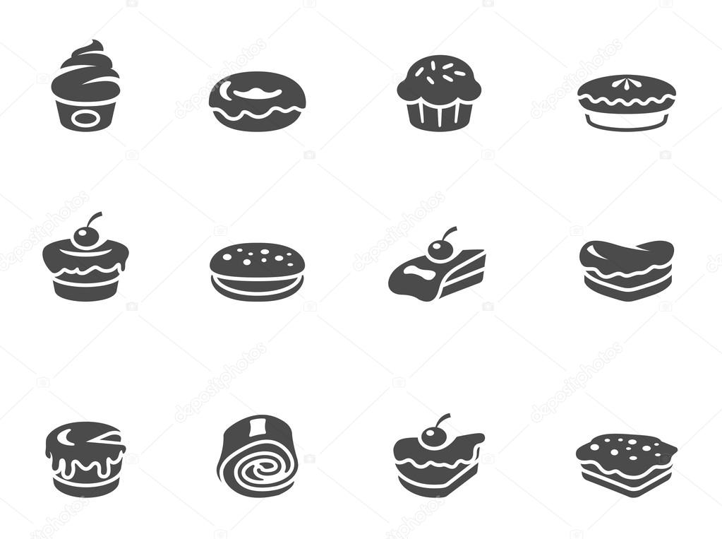 Cakes icons in black & white