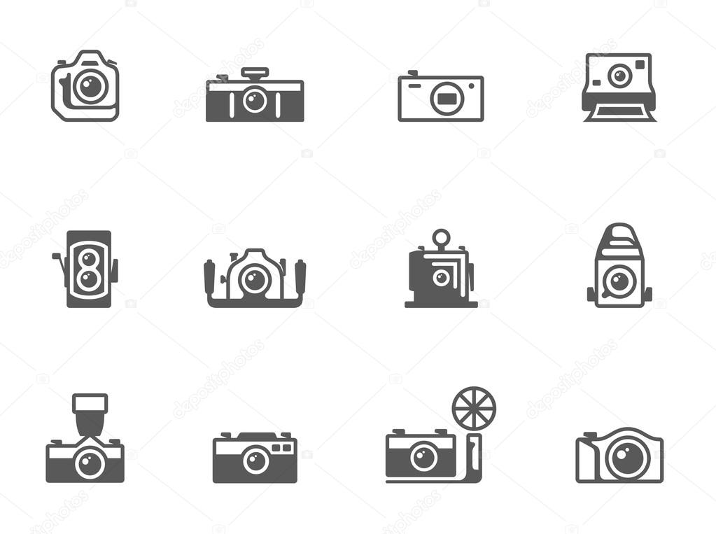 Camera icons in black & white