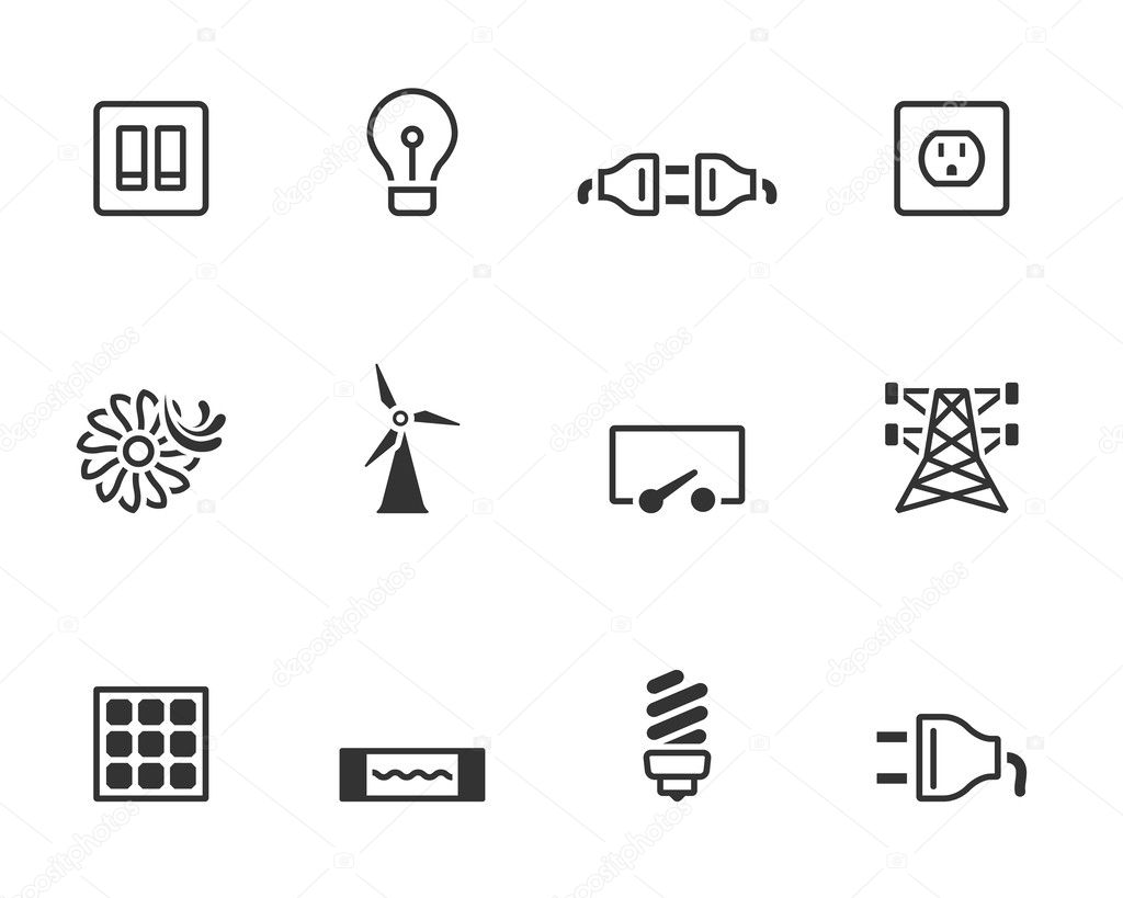 Electricity icons in single colors