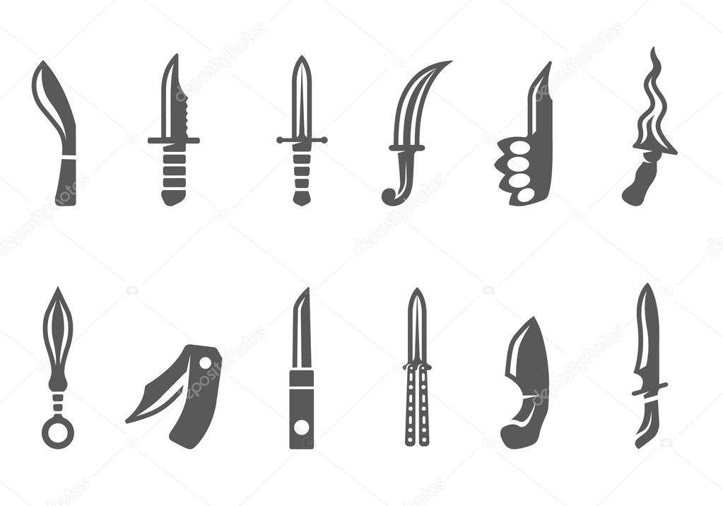 Knife icons in black & white