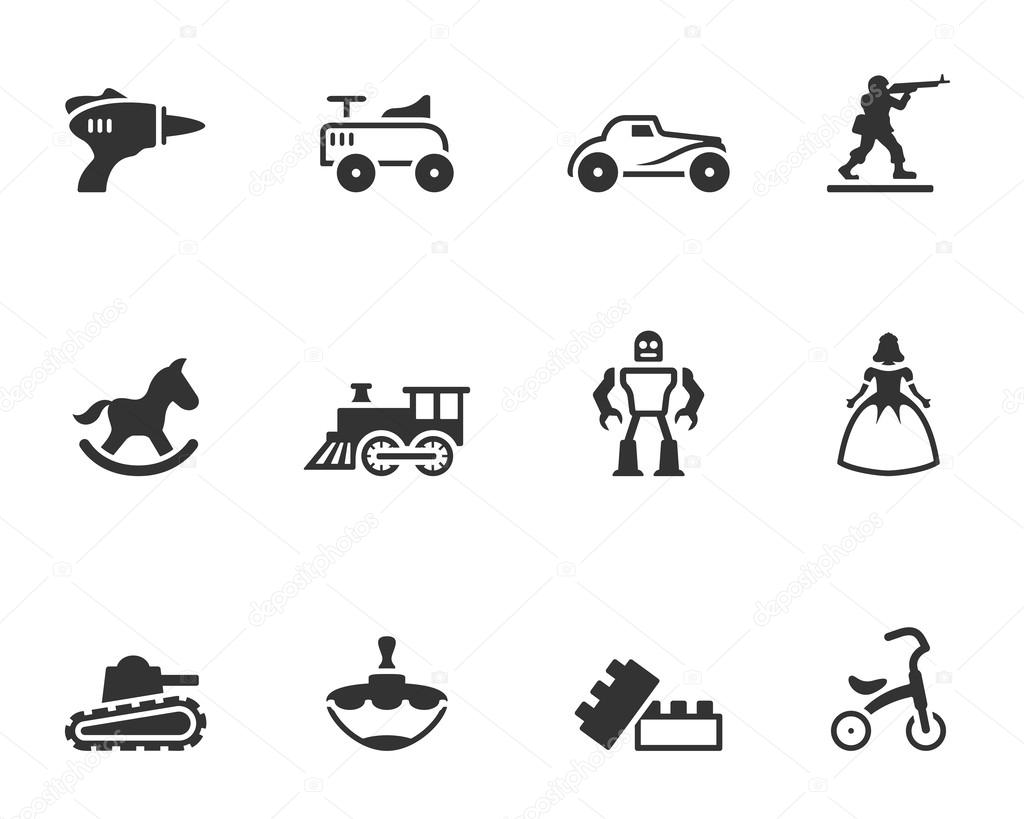 Vintage toy icons in single color