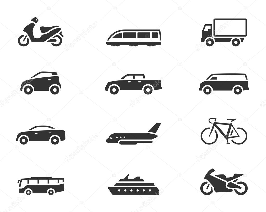 Transportation icon series in single color style