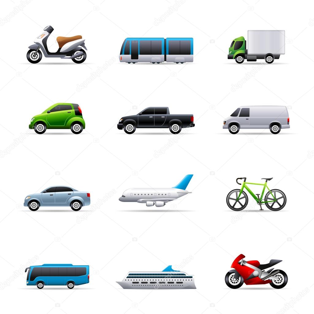 Transportation icon series in colors.
