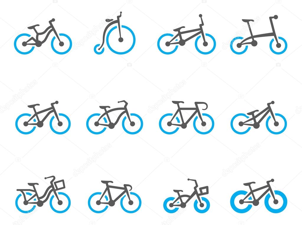Bicycle type icons in duo tone colors.