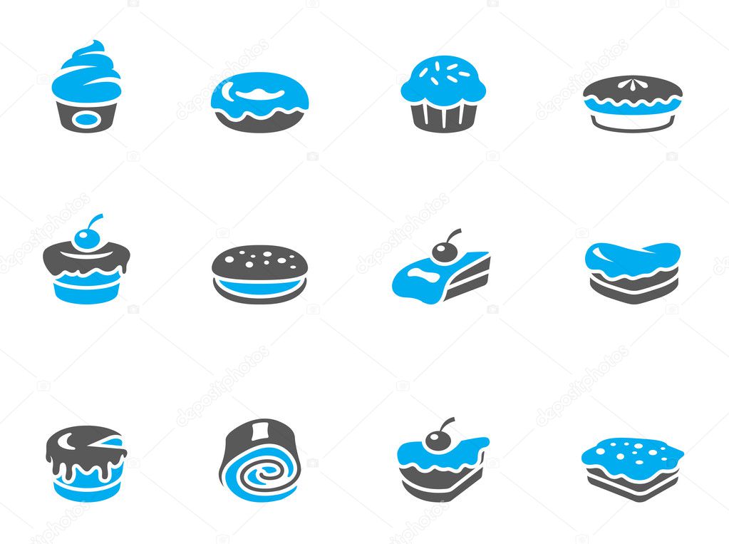 Cakes icons in duo tone colors.