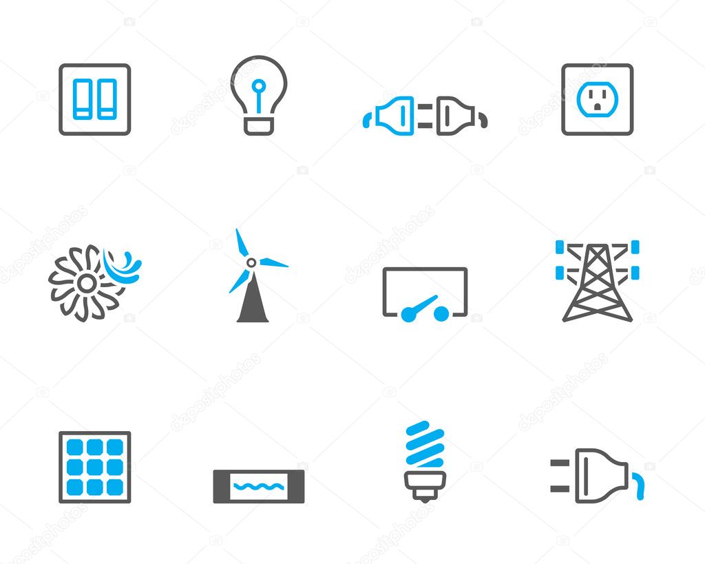 Electricity icons in duo tone colors.