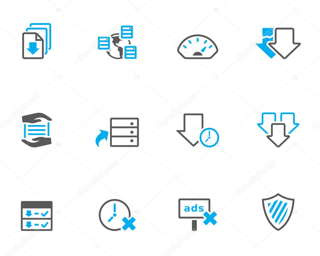 File sharing icon series in duotone color style.