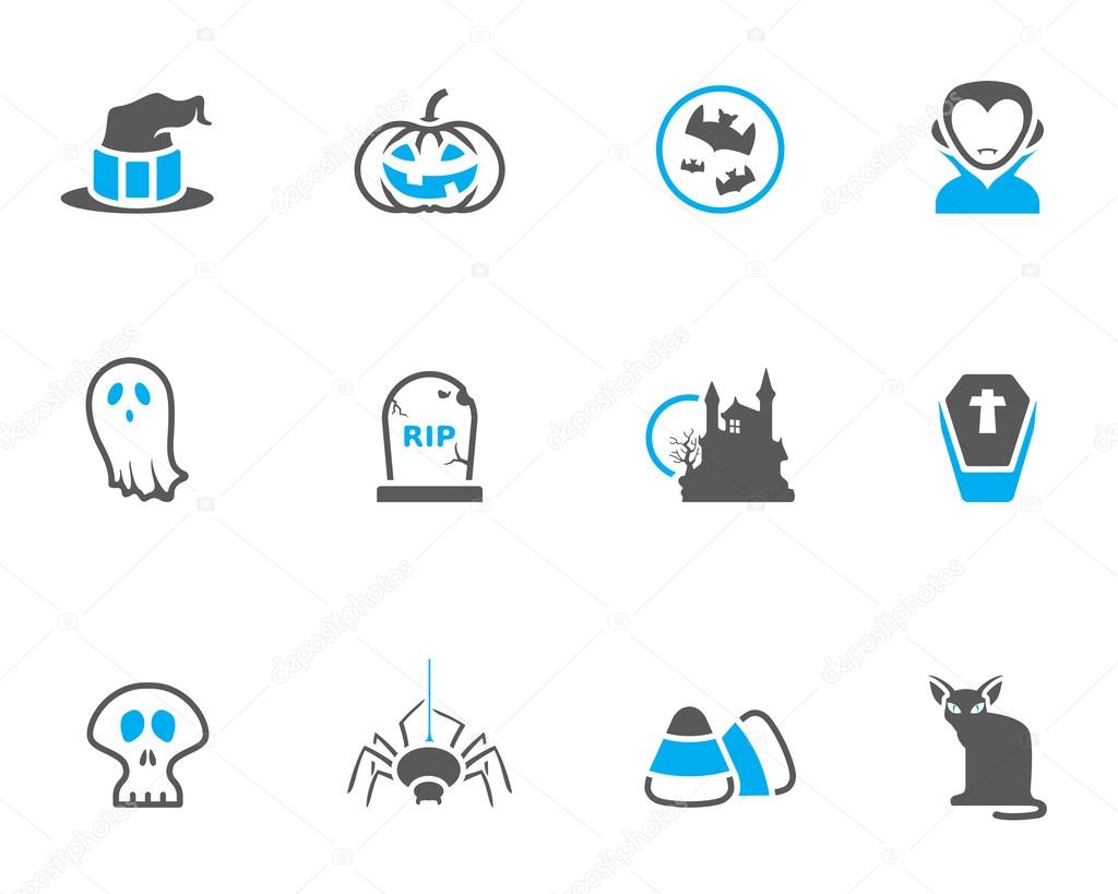 Halloween icon series in duo tone colors