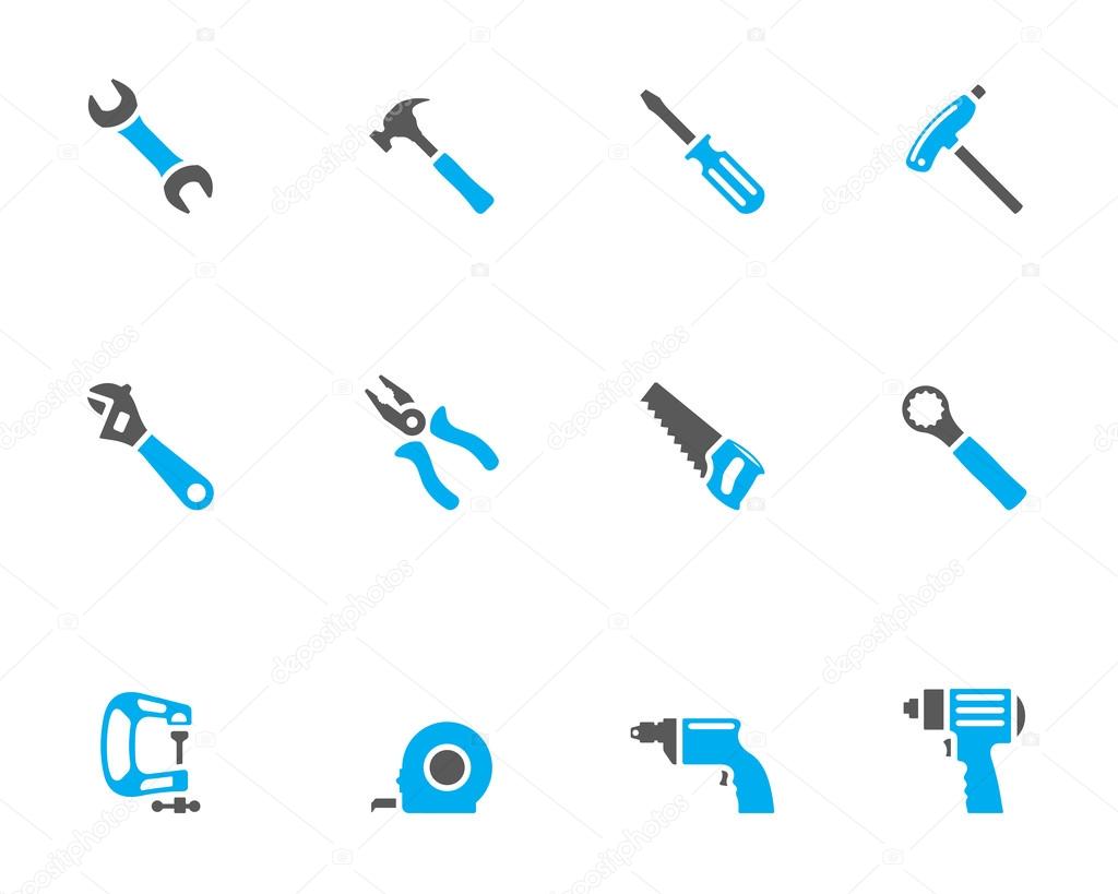 Hand tools icon series in duotone color style.