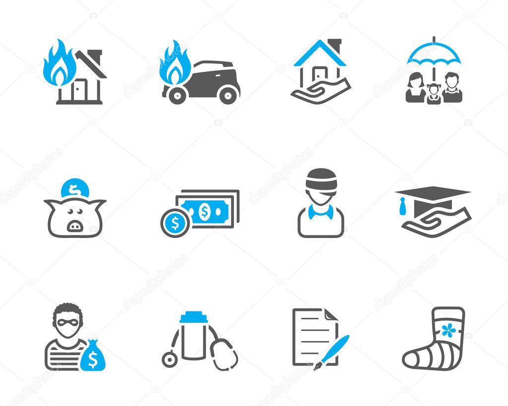 Insurance icons in duo tone.