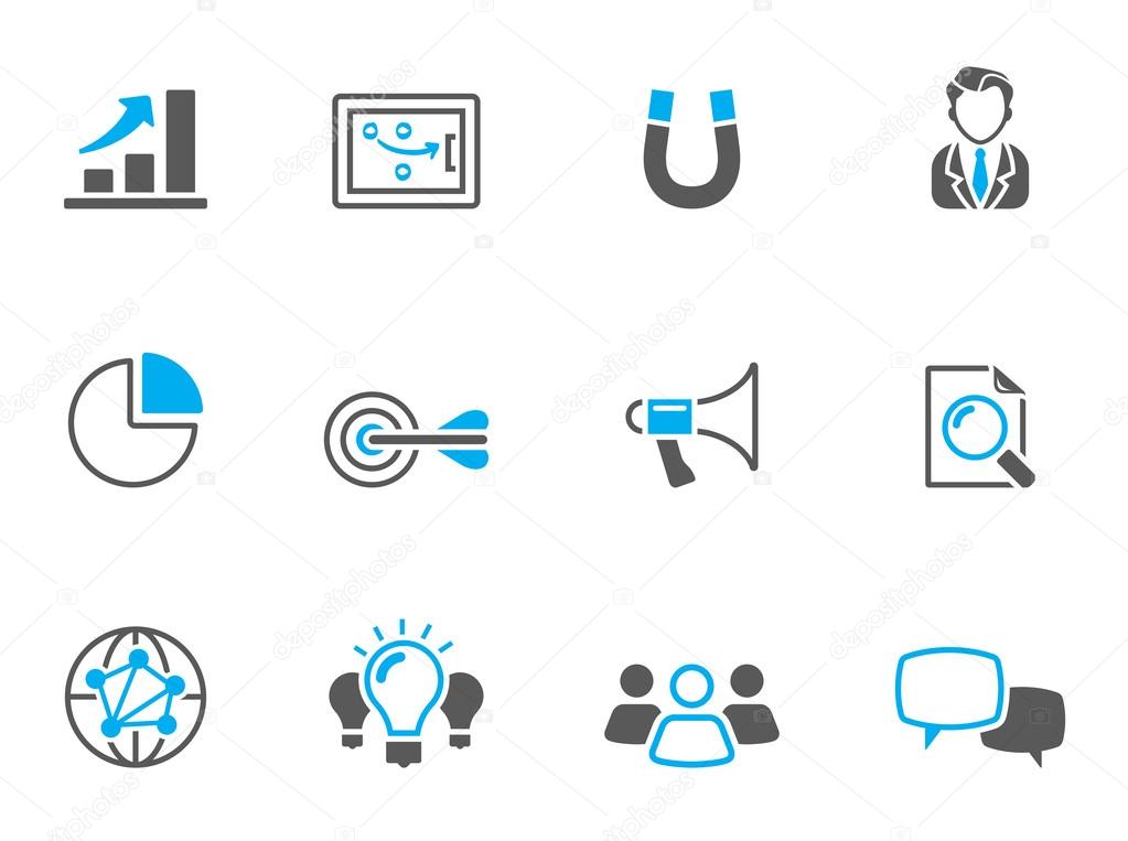 Marketing icons in duo tone colors.