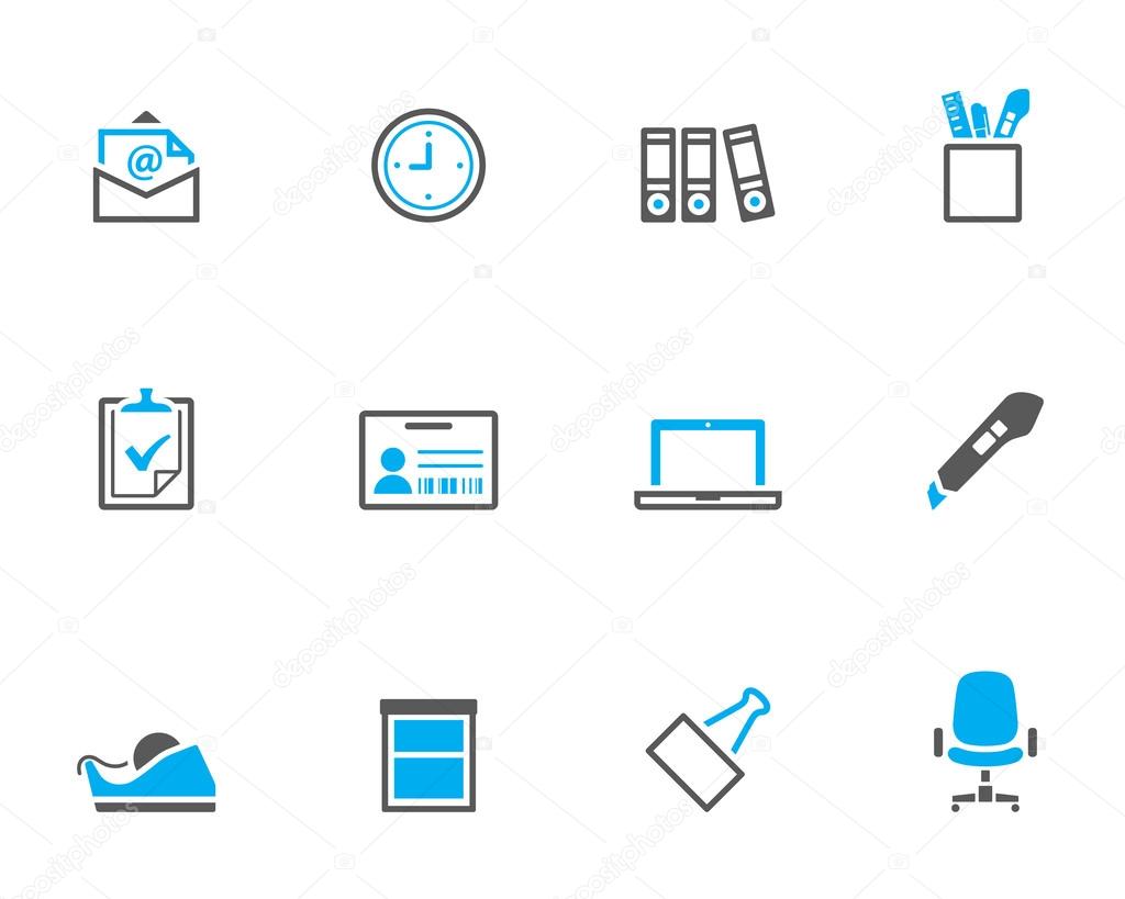 More office icon set in duotone colors.