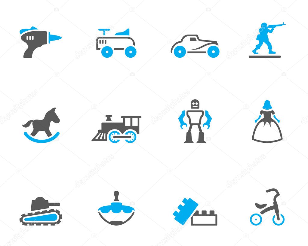 Vintage toy icons in duo tone colors