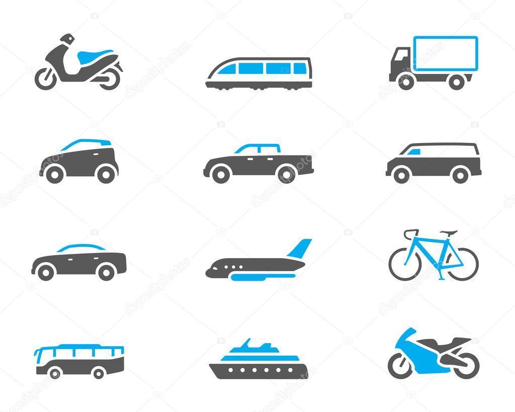 Transportation icon series in duo tone color style.