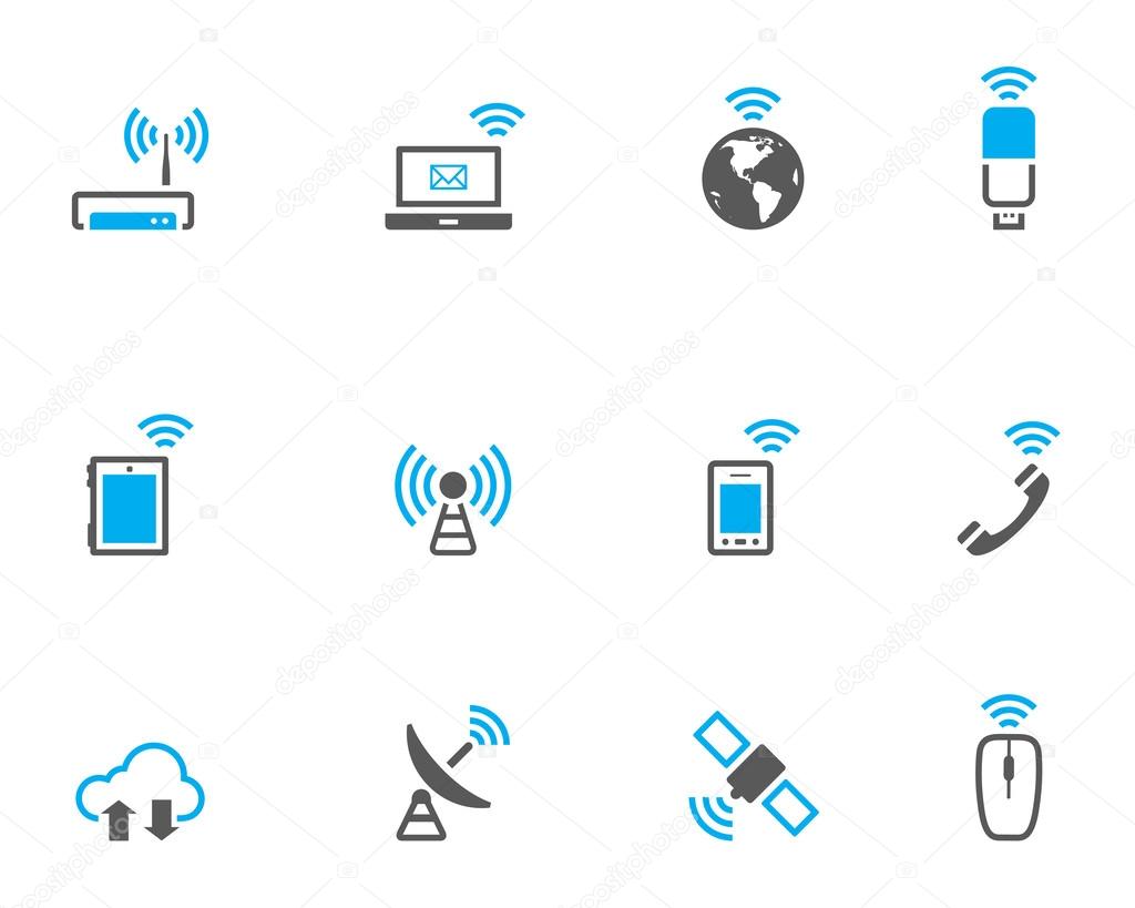Wireless technology icon set