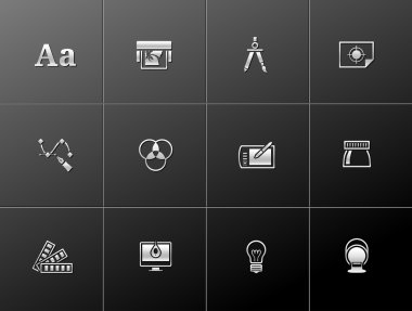 Printing & graphic design icon series in metallic style clipart