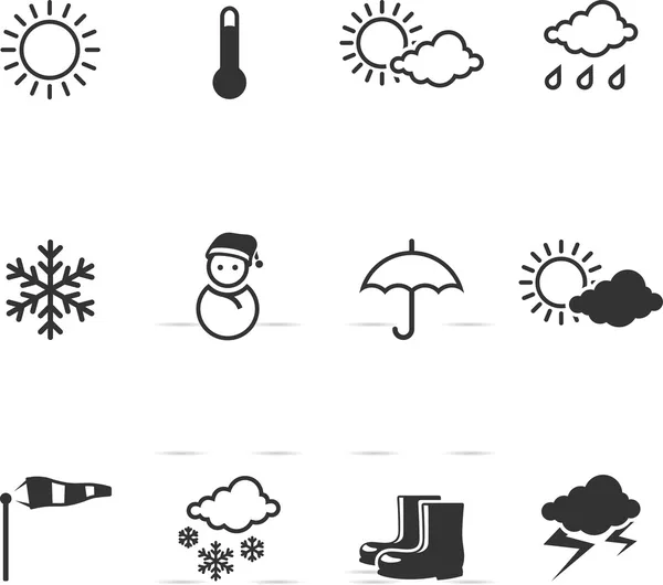 Weather icons in single color. — Stock Vector