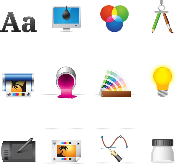 Impression & série d'icônes design graphique dans le style Metro — Image vectorielle