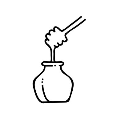 Bal ikonu. El çizimi vektör çizimi. Düzenlenebilir satır vuruşu