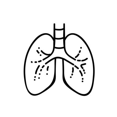Sağlıklı insan akciğerleri ikonu. El çizimi vektör çizimi. Düzenlenebilir satır vuruşu.